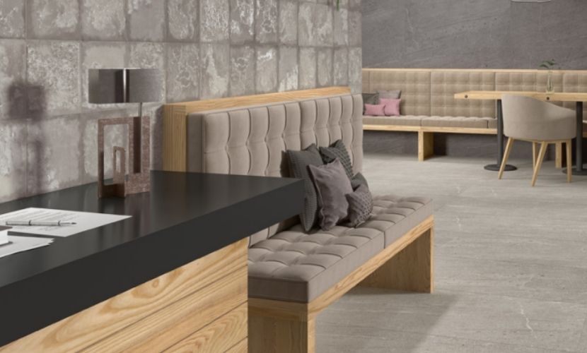 Cement is a good choice for floors in restaurants, bars and cafes.